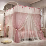 Triogift  Palace bed Mosquito Net Double Layer Bed Canopy four door Bed Valance garden bedroom wedding decoration Bed cover bed Curtains