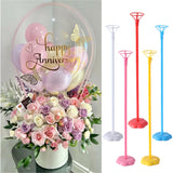 Triogift 1/3Pcs Flower Shape Balloon Stand Base Balloon Holder Column DIY Hot Air Bubbles Gifts Stand Birthday Decors Mothers Day Gifts