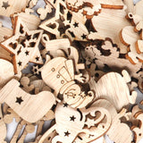 Triogift 50/100pcs Christmas Natural Wooden Chip Santa Snowman DIY Wood Crafts Christmas Tree Hanging Ornament Pendant Navidad xmas Decor