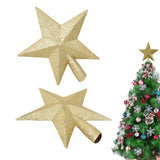 Triogift  Christmas Tree Top Star Ornament Merry Christmas Decorations Shiny Gold Powder Five-pointed Star New Year's Ornament