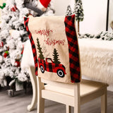 Triogift  Christmas Chair Cover Red Truck Dining Chair Cover For New Year Merry Christmas Party Home Dining Room Kitchen Table Decor