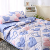 Triogift New Skin Friendly Quilted Summer Quilt and Pillowcase or Single Quilts Soft Breathable Washable Thin Comforter Double Blanket