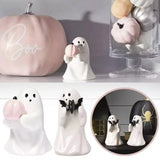 Triogift Halloween Ceramic Cute Spooky Ghost Decoration Doll Pink Pumpkin Bat For Home Party Festival  Doll Home Garden Decorations