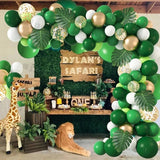 Triogift Jungle Safari Green Balloon Garland Arch Kit Kids Birthday Party Supplies Deer Pattern Gold Latex Ballons Baby Shower Decoration