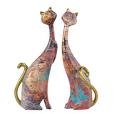 Triogift 1 Pair Elegance Couple Cat  European-style Oil Painting Couple Cat Cats Decor Home Animal Resin Ornaments Lover Valentine's