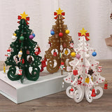 Triogift 2025 Christmas Tree Children's Handmade DIY Stereo Wooden Christmas Tree Scene Layout  Decorations Ornaments （Pendant randomly）