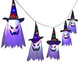 Triogift LED Halloween Decoration Flashing Light Gypsophila Ghost Festival Dress Up Glowing Wizard Ghost Hat Lamp Decor Hanging Lantern