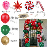 Triogift Christmas Balloon Set Candy Cane Aluminum Red Green Christmas Tree New Year Party Balloon Chain Arch Decoration Supplies Gifts