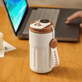 Triogift  -  1pc Travel Mug With Temperature Display 15.22oz Stainless Steel Vacuum Cups Portable Coffee Cups Summer Winter Drinkware Gifts