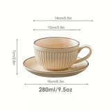 Triogift  -  1Set Coffee Cup and Saucer Latte Mug Unique Olive Green and Lotus Milk Tea Coffee Cup for Home Office Ceramic Drinkware Gift