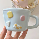 Triogift  -  Korean Style Ins Macaroon Color Mug Cute Dopamine Ceramic Water Cup Fresh Simple Home Matte Coffee Cup with Handle