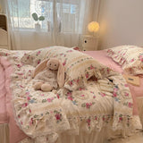 Triogift Summer Quilt   2024 New  Cotton Korean Ins Lace Fragmented Series  Air Condition Quilt High Quality Summer Blanket set