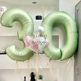 Triogift 40inch Olive Green 0-9 Number Digital Helium Balloons Kids Adult 18 30 60th Birthday Party Decor Wedding Hawaiian Party Supplies