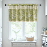 Triogift  1PC Retro Green Leaves Short Curtain for Kitchen Small Window Drape Hallway Porch Study Home Decoration #E