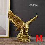 Triogift Eagle Resin Golden Eagle Statue Art Animal Model Collection Ornaments Wine Cabinet for Home Office Desktop Feng Shui Decor Gifts