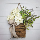 Triogift  Spring Wreaths for Front Door Farmhouse Wreath Spring Door Decor Artificial Lavender Hydrangea Flower Baskets Garden Wreath