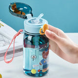 Triogift  -  1pc 400ml Kids Water Sippy Cup With Straw Cartoon Leakproof Water Bottles Outdoor Portable Drink Bottle Children's Lovely Cup