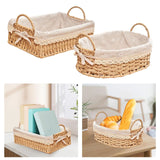 Triogift Woven Storage Baskets Kitchen Organizer Handwoven with Handles Cosmetic Box for Breakfast Fruit Bedroom Bathroom Home Decorative