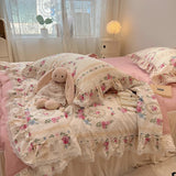 Triogift Summer Quilt   2024 New  Cotton Korean Ins Lace Fragmented Series  Air Condition Quilt High Quality Summer Blanket set