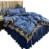 Triogift Lace edge bed skirt bed cover matte four piece set, 1.5m 1.8m European style thickened version