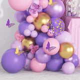 Triogift Butterfly Pink Purple Balloon Garland Arch Kit Birthday Party Decor Kids Baby Shower Latex Ballon Chain Wedding Party Supplies