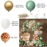 Triogift Jungle Safari Green Balloon Garland Arch Kit Kids Birthday Party Supplies Deer Pattern Gold Latex Ballons Baby Shower Decoration