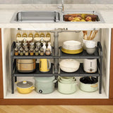 Triogift  Shelf Under The Sink Flexible Layered Rack Cabinet Organizer Sundries Telescopic Holder Countertop Storage Rack Under Sink Shelf