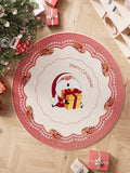 Triogift Cute Cartoon Christmas Round Living Room Carpet Festive Christmas Tree Comfortable Soft Bedroom Round Rugs Home Decoration Rug