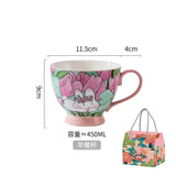 Triogift  -  1pc 450ml Rabbit Pattern Cup High Temperature Resistant Ceramic With Spoon Home Item Afternoon Tea Coffee Cup Mother's Day gift