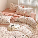 Triogift Ins Jacquard Girls Comfort Bedding Set Soft  Cotton Bed Sheet  Quilt Cover Pillowcase Bed Linens comforter sets 이불세트 이불커버세트