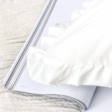 Triogift Modern White Ruffle Pillow Sham Decorative Washed Cotton Pillowcases Princess Style Pillow Cover Cushion 48x74cm