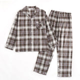 Triogift Plaid Design Multi Colors Warm Cotton Flannel Long-sleeved Trousers Pajamas for Men Autumn and Winter Homewear Sleepwear Sets