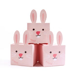 Triogift  6pcs Cute Easter Bunny Candy Box Pink Rabbit Ear Chocolate Biscuit Gifts Packaging Boxes For Happy Easter Birthday Party Decor