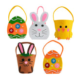 Triogift  Easter Bunny Ear Gift Bag Felt Egg Carrot Chick Treat Basket Candy Cookie Bag for Kids Favors Easter Party Decoration Supplies