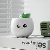 Triogift  Ceramic Succulent Flower Pot, Cute Cartoon Ornaments, Green Plant, Simple Household Vase, Home Room Decoration