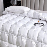 Triogift High Grade 100% White Goose Down Quilt Winter Warm Feather Duvet Queen King Cozy Lightweight 3D Bread Comforter Pinch Pleated