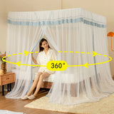 Triogift  Cream Mousse Mosquito Net Square Luxury Mosquito Bedding Net Tent Romantic bed canopy Full perimeter mosquito proof