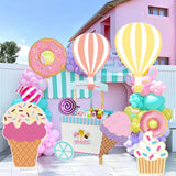 Triogift 18/24/36inch Cake Ice Cream Kt Board Cutout Hot Air Balloon Donut Candy Backdrop for 1st Birthday Party  Baby Shower Decorations