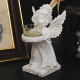 Triogift Resin Angel Candle Holder Angel Collection Figurine Angel Statue Tealight Candle Holder Gifts Desktop Tealight Stand Ornaments