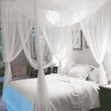 Triogift Canopy Post Bed Polyester 4 Corner Mosquito Net Queen King Decoration Bedding Curtain Home Netting Full Size Dustproof White