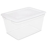 Triogift 58 Qt Storage Box Clear Base White Lid Set of 8