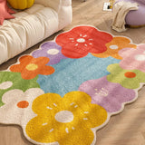 Triogift Bedroom Home Carpet Large Area Colorful Living Room Flower Thickened Decoration Rug