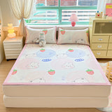 Triogift   Summer Thin Bed Mattress Cooling Ice silk Rattan Mat Quilted Printed Bedspread bedroom for Single/Double Bed