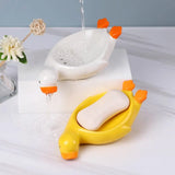 Triogift Ceramic Cute Duck Soap Dish, Self Draining Soap Holder for Shower