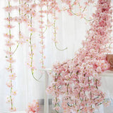 Triogift  180Cm Artificial Flowers Sakura Vine Wedding Supplies Outdoor Garden Rose Arch Home Decor Wall Hanging Fake Flower Decoration