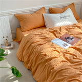 Triogift INS Style Bedding Comforter Cover Set with Pillowcase bed sheet Single Full Bed Linen Orange Duvet Cover Queen/King Double Bed