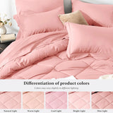 Triogift  Full Bed in a Bag 8 Pieces Comforter Set, Pink All Season Bed Set, Full Bedding Sets