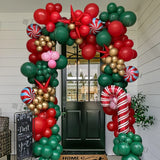 Triogift Christmas Balloon Set Candy Cane Aluminum Red Green Christmas Tree New Year Party Balloon Chain Arch Decoration Supplies Gifts