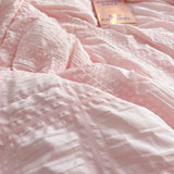 Triogift 1/3Pc Pink Korean Style Princess Lace Ruffles Soft Seersucker Summer Quilt Single Double Queen Quilted Summer Comforter Blanket