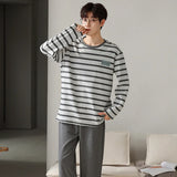 Triogift  High Quality Men Pajamas Suit Pure Cotton Long Sleeved Autumn Winter Nightcloth Outdoor Male Breathable Fashion Sleepwear Set